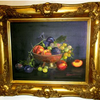 Ζωγραφική με τίτλο "fruits d'été" από Renée Estebanez, Αυθεντικά έργα τέχνης, Λάδι