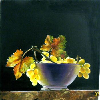 Peinture intitulée "raisin clair obscur" par Renée Estebanez, Œuvre d'art originale, Huile