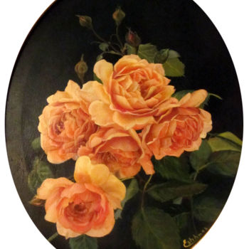 Pintura intitulada "roses-anciennes.jpg" por Renée Estebanez, Obras de arte originais