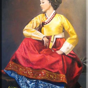 Painting titled "chinoise-huile-40x5…" by Renée Estebanez, Original Artwork