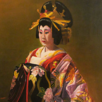 Painting titled "geisha-50x50.jpg" by Renée Estebanez, Original Artwork
