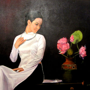 Peinture intitulée "fleur.jpg" par Renée Estebanez, Œuvre d'art originale