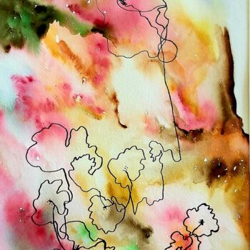 Drawing titled ""FLEURS DE BACH"" by Renée Marcinek, Original Artwork, Watercolor