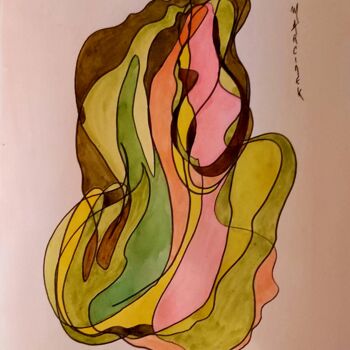 Peinture intitulée ""Belles Formes"" par Renée Marcinek, Œuvre d'art originale, Aquarelle