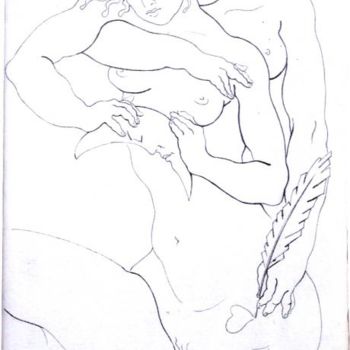Drawing titled ""ÈVE ET EMMANUELLE"" by A Rengell, Original Artwork, Other