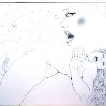 Drawing titled ""ÈVE EN EXTASE"" by A Rengell, Original Artwork, Other