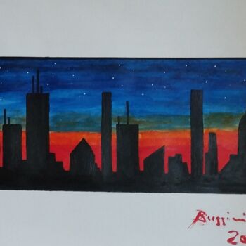 제목이 "Skyline"인 미술작품 Renzo Buggiani로, 원작, 아크릴