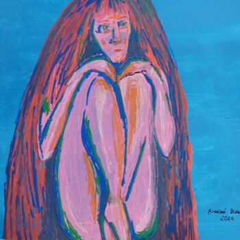 Peinture intitulée "La Dama Rossa" par Renzo Buggiani, Œuvre d'art originale, Acrylique