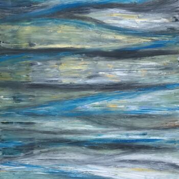 Painting titled "Mar turquesa 120x60…" by Renzo Campoverde, Original Artwork, Oil
