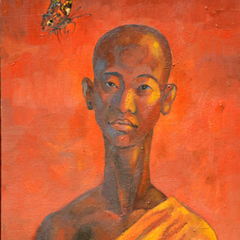 Painting titled "The monk" by Yulduskhon, Original Artwork, Oil