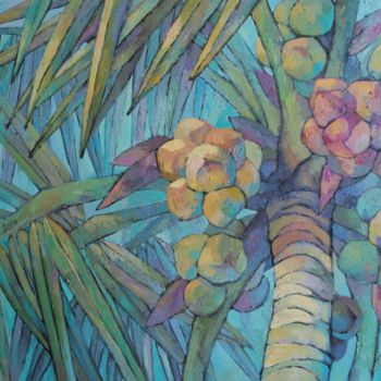 Pintura intitulada "Coconuts" por Yulduskhon, Obras de arte originais, Óleo