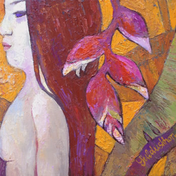 Painting titled "Garden Fairy 2" by Yulduskhon, Original Artwork, Oil