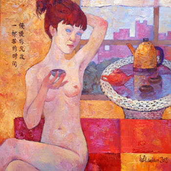 Peinture intitulée "A cup of tea." par Yulduskhon, Œuvre d'art originale, Huile