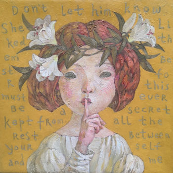 Картина под названием "A Secret" - Yulduskhon, Подлинное произведение искусства, Масло Установлен на Деревянная рама для нос…