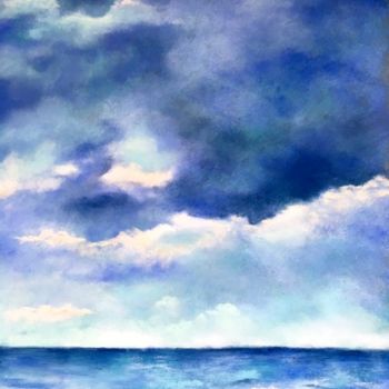 Dessin intitulée "Sérénité marine" par Résy, Œuvre d'art originale, Pastel