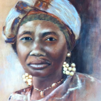 Drawing titled "Femme africaine" by Résy, Original Artwork, Pastel