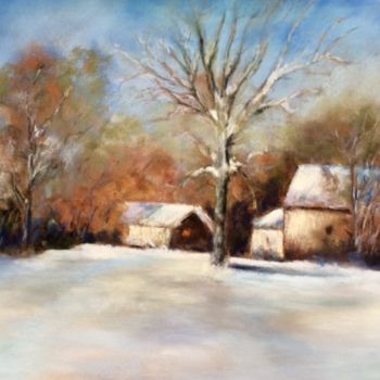 Painting titled "Hiver" by Résy, Original Artwork, Pastel
