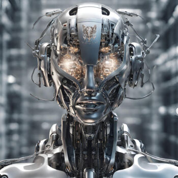 Arts numériques intitulée "HUMANOID ROBOT AI,…" par Reskatorsilver, Œuvre d'art originale, Impression numérique