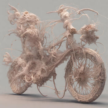 Digital Arts titled "Surrealist Pink Bike" by Reskatorsilver, Original Artwork, Digital Print