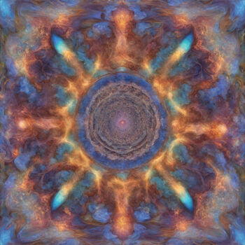Digitale Kunst getiteld "Mandala Symphony" door Reskatorsilver, Origineel Kunstwerk, Digitale afdruk