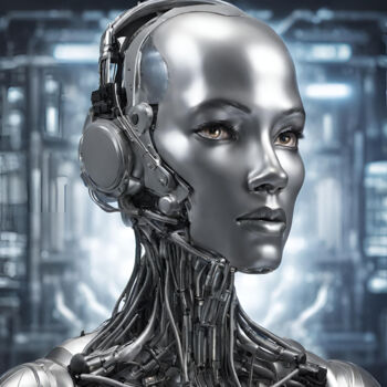 Arts numériques intitulée "Robot Humanoid. I am" par Reskatorsilver, Œuvre d'art originale, Impression numérique