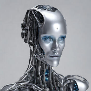 Digital Arts titled "Robot humanoid.  I…" by Reskatorsilver, Original Artwork, Digital Print