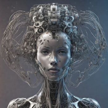 Arts numériques intitulée "Robot with transmit…" par Reskatorsilver, Œuvre d'art originale, Impression numérique