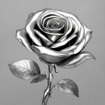 "silver rose flower" başlıklı Dijital Sanat Reskatorsilver tarafından, Orijinal sanat, Dijital baskı