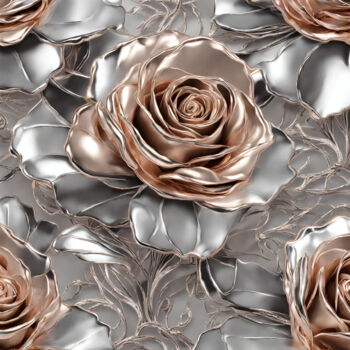 Arts numériques intitulée "Roses rose gold" par Reskatorsilver, Œuvre d'art originale, Impression numérique