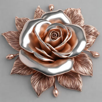 Arte digitale intitolato "Rose gold rose flow…" da Reskatorsilver, Opera d'arte originale, Stampa digitale