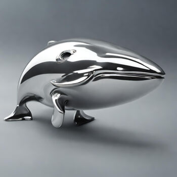 Arte digitale intitolato "Silver whale" da Reskatorsilver, Opera d'arte originale, Stampa digitale