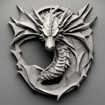 Digital Arts titled "Dragon Crest" by Reskatorsilver, Original Artwork, Digital Print