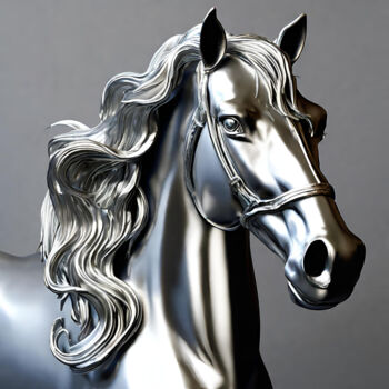 Digital Arts titled "Silver Horse" by Reskatorsilver, Original Artwork, Digital Print