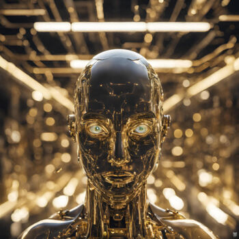 Arte digitale intitolato "Golden humanoid liv…" da Reskatorsilver, Opera d'arte originale, Stampa digitale