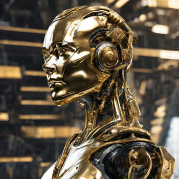 Digital Arts titled "I am a golden robot" by Reskatorsilver, Original Artwork, Digital Print