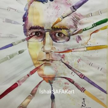 Painting titled "My Portrait" by İShak Şafak, Original Artwork, Watercolor