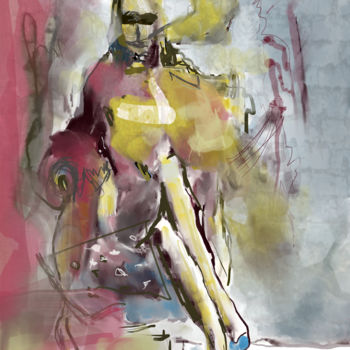 Printmaking titled "Abstract - Sitting…" by Retne, Original Artwork, Digital Painting