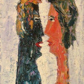 Peinture intitulée "love at first sight" par Reuven Dattner, Œuvre d'art originale