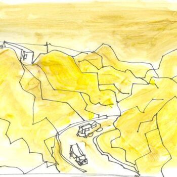 Drawing titled "the road to jerico" by Reuven Dattner, Original Artwork