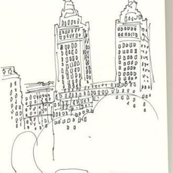 「new york」というタイトルの描画 Reuven Dattnerによって, オリジナルのアートワーク
