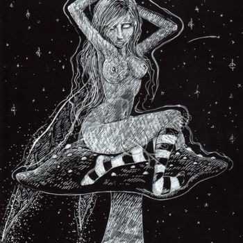 Drawing titled "Sexy Faery" by Rêve&Rie, Original Artwork, Marker
