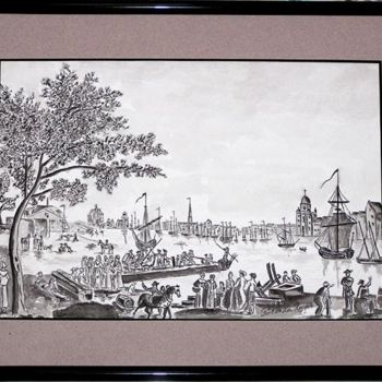 Σχέδιο με τίτλο "Port de La Rochelle…" από Joël Le Jeune, Αυθεντικά έργα τέχνης