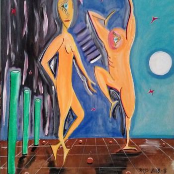 Painting titled "2018-8" by Reyes Solis Fernandez, Original Artwork, Tempera
