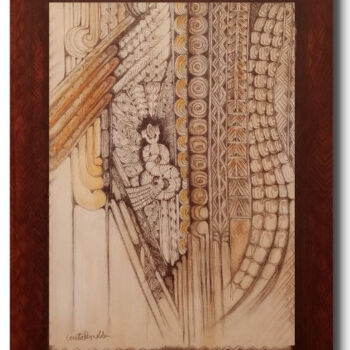 Painting titled "Tapa 1" by Reynolds, Original Artwork, Acrylic Mounted on Wood Stretcher frame
