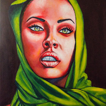 Painting titled "Eva Pigford" by Reza Davatgar, Original Artwork, Acrylic