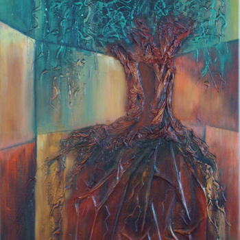 Collagen mit dem Titel "Tree of life" von Reza Davatgar, Original-Kunstwerk