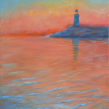 Painting titled "lighthouse" by Reza Davatgar, Original Artwork, Oil