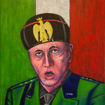 Malerei mit dem Titel "the shitty fascist!" von Reza Davatgar, Original-Kunstwerk, Acryl