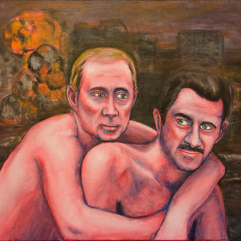 Peinture intitulée "hot friendship!" par Reza Davatgar, Œuvre d'art originale, Acrylique