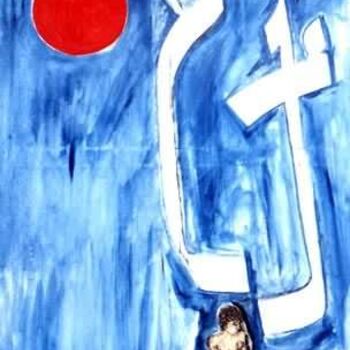 Peinture intitulée "Femme Mer Soleil" par Ahmed Rezgui, Œuvre d'art originale, Huile